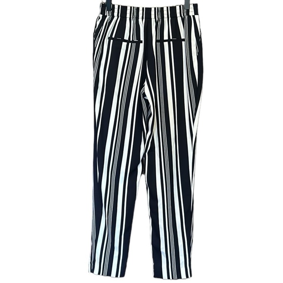 ZARA Basic Black White Stripe Drawstring Trouser Pant XS - Picture 4 of 10